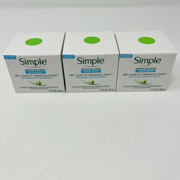 3x Simple Water Boost Skin Quench Sleeping Cream 1.7 fl oz Each - Picture 1 of 6